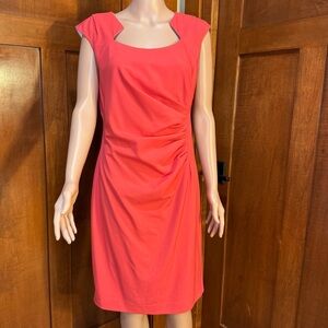 Calvin Klein Pink Asymmetrical Ruched Midi Dress